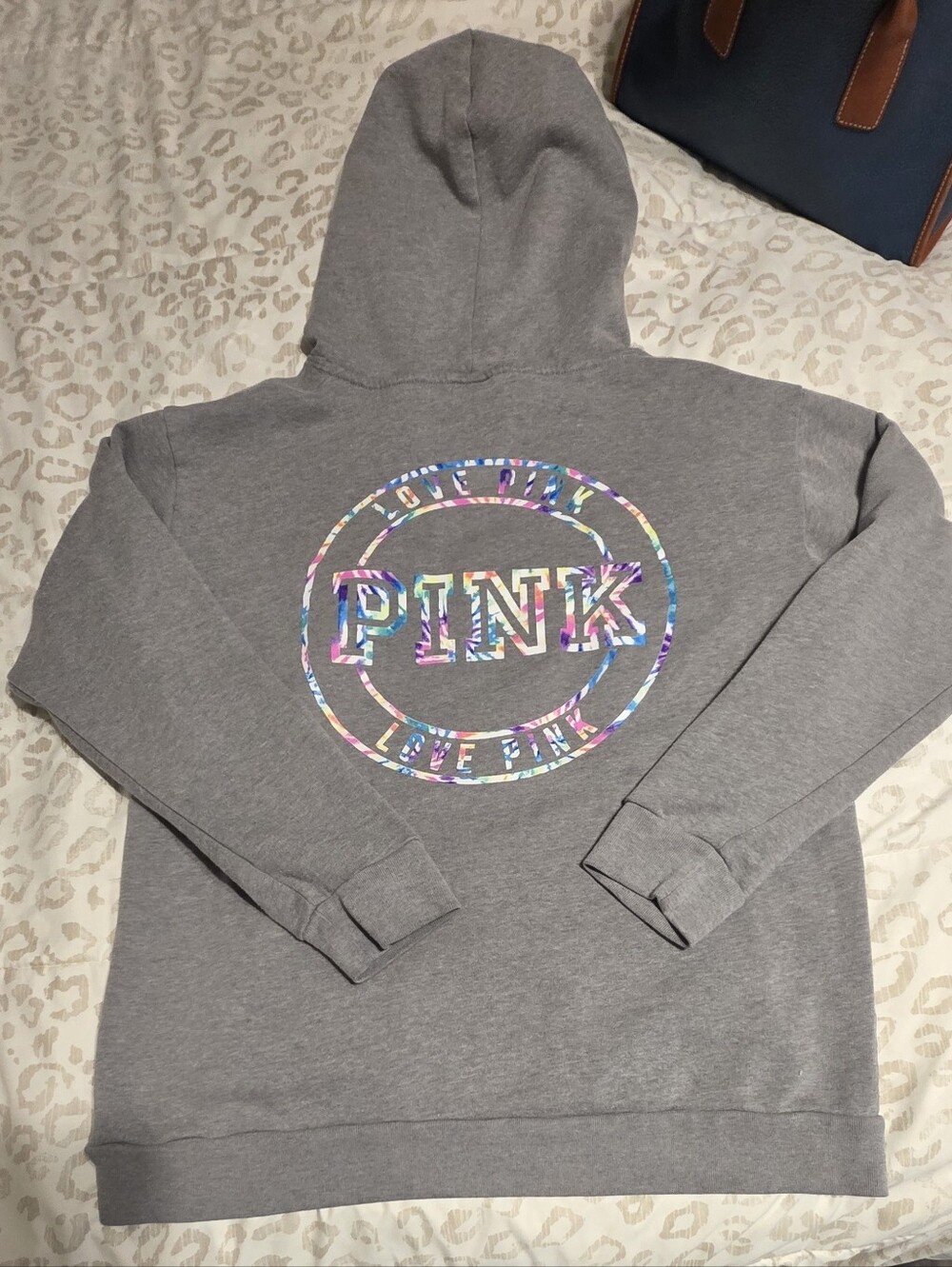 PINK Victoria's Secret Gray Hoodie with Turquiose Panel Leggings Set Size S/m - Picture 4 of 6